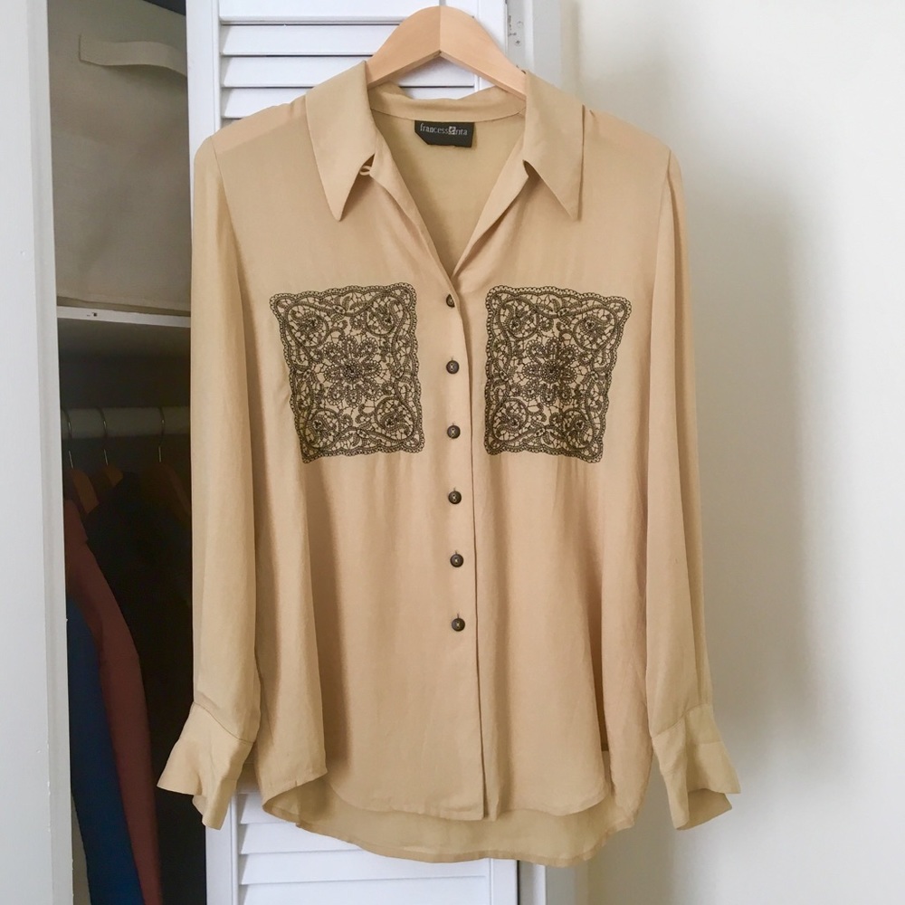 SOLD Vintage Chiffon Embroidered Shirt
